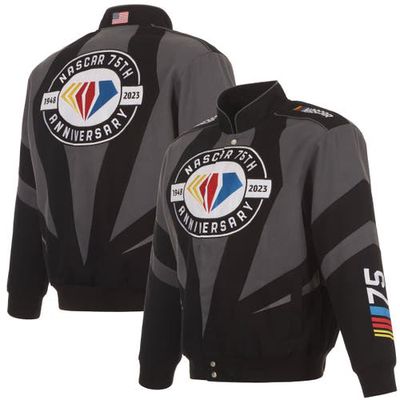 Men's JH Design Black NASCAR 75th Anniversary Twill Uniform Full-Snap Jacket