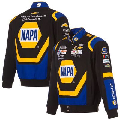 Men's JH Design Black/Royal Chase Elliott NAPA Driver Twill Uniform Full-Snap Jacket