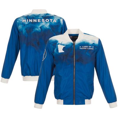 Men's JH Design Blue Minnesota Timberwolves 2023/24 City Edition Nylon Full-Zip Bomber Jacket