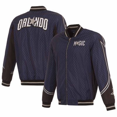 Men's JH Design Navy Orlando Magic 2023/24 City Edition Nylon Full-Zip Bomber Jacket