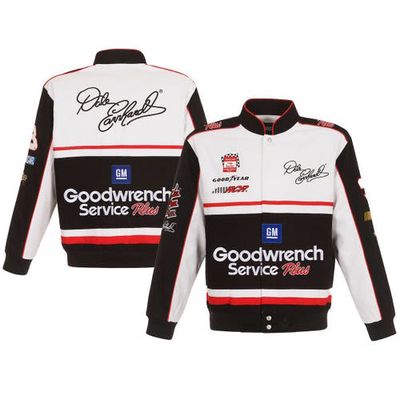 Men's JH Design White/Black Dale Earnhardt Goodwrench Twill Uniform Full-Snap Jacket