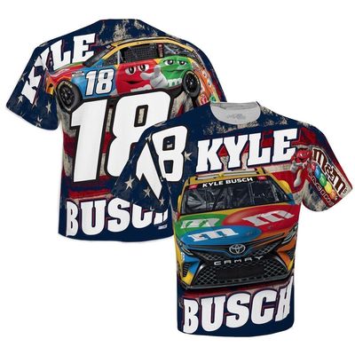 Men's Joe Gibbs Racing Team Collection White Kyle Busch M & M's Sublimated Patriotic Total Print T-Shirt