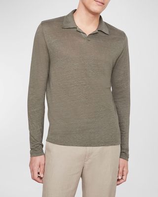 Men's Johnny Collar Linen Sweater