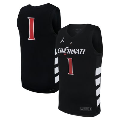 Men's Jordan Brand #1 Black Cincinnati Bearcats Replica Basketball Jersey