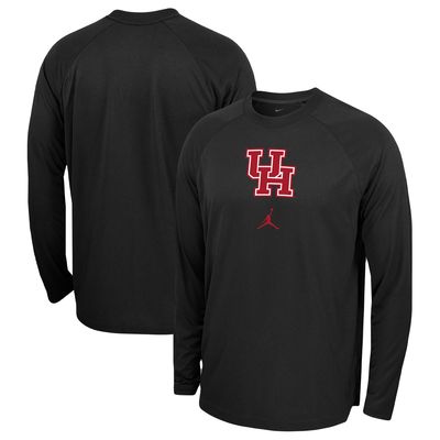 Men's Jordan Brand Black Houston Cougars Basketball Spotlight Raglan Performance Long Sleeve T-Shirt
