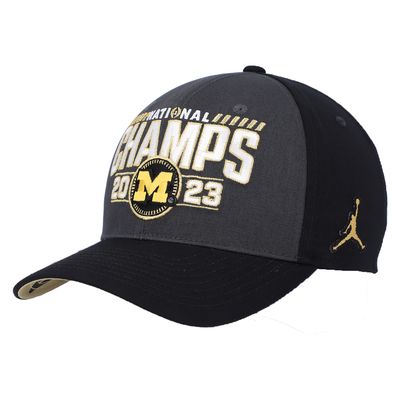 Men's Jordan Brand Black Michigan Wolverines College Football Playoff 2023 National Champions Locker Room Adjustable Hat