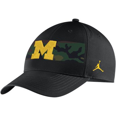 Men's Jordan Brand Black Michigan Wolverines Military Pack Camo Legacy91 Adjustable Hat