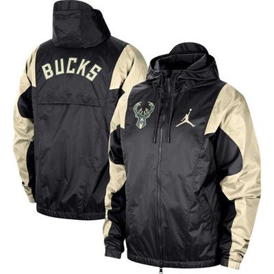 Men's Jordan Brand Black Milwaukee Bucks Authentic Statement Edition Full-Zip Windbreaker