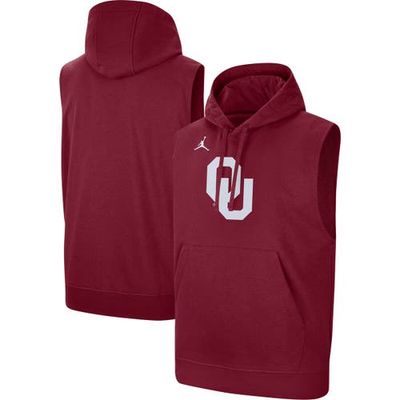 Men's Jordan Brand Crimson Oklahoma Sooners Logo Performance Sleeveless Pullover Hoodie