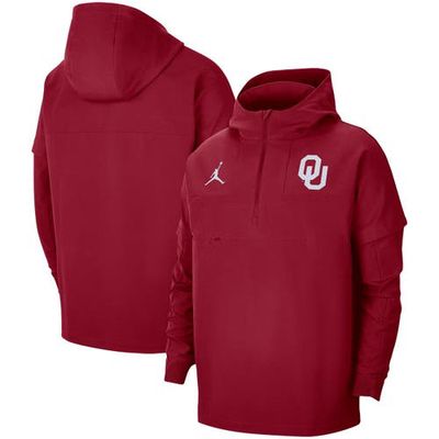 Men's Jordan Brand Crimson Oklahoma Sooners Pregame Half-Zip Hoodie