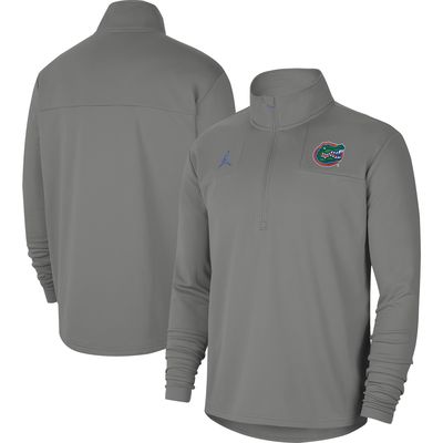 Men's Jordan Brand Gray Florida Gators 2021 Coaches Top Performance Half-Zip Jacket