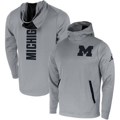 Men's Jordan Brand Gray Michigan Wolverines 2-Hit Performance Pullover Hoodie