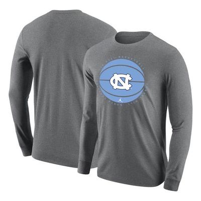 Men's Jordan Brand Gray North Carolina Tar Heels Basketball Long Sleeve T-Shirt