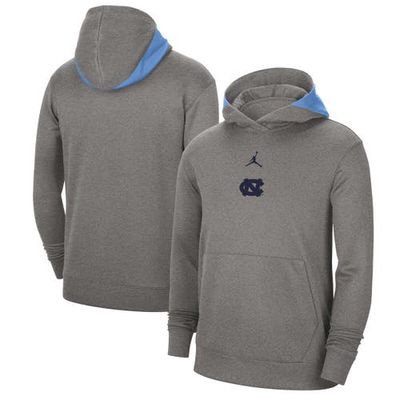 Men's Jordan Brand Heather Gray North Carolina Tar Heels Team Basketball Spotlight Performance Pullover Hoodie