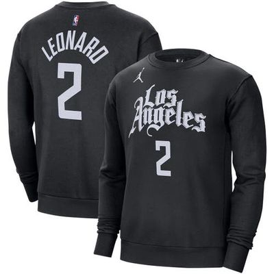 Men's Jordan Brand Kawhi Leonard Black LA Clippers Statement Name & Number Pullover Sweatshirt