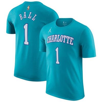 Men's Jordan Brand LaMelo Ball Teal Charlotte Hornets 2023/24 Classic Edition Name & Number T-Shirt