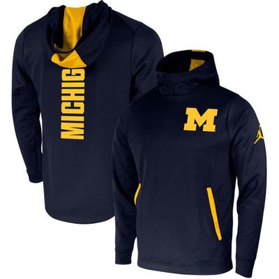 Men's Jordan Brand Navy Michigan Wolverines 2-Hit Performance Pullover Hoodie