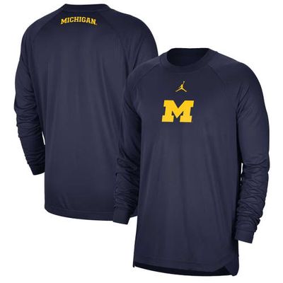 Men's Jordan Brand Navy Michigan Wolverines Basketball Spotlight Performance Raglan T-Shirt