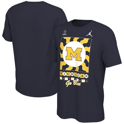 Men's Jordan Brand Navy Michigan Wolverines College Football Playoff 2022 Fiesta Bowl Media Night T-Shirt