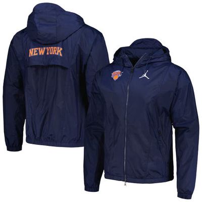 Men's Jordan Brand Navy New York Knicks Authentic Statement Edition Full-Zip Windbreaker