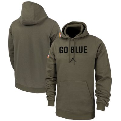 Men's Jordan Brand Olive Michigan Wolverines Military Pack Club Fleece Pullover Hoodie