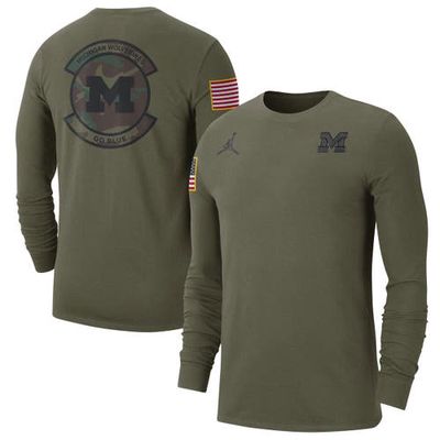 Men's Jordan Brand Olive Michigan Wolverines Military Pack Long Sleeve T-Shirt