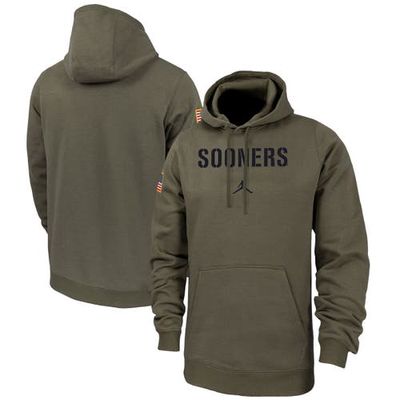 Men's Jordan Brand Olive Oklahoma Sooners Military Pack Club Fleece Pullover Hoodie