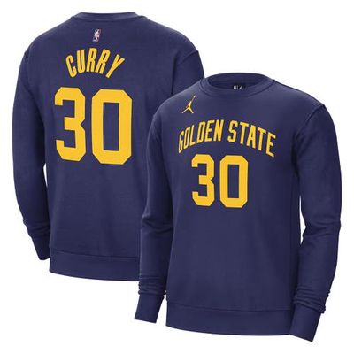 Men's Jordan Brand Stephen Curry Navy Golden State Warriors Statement Name & Number Pullover Sweatshirt