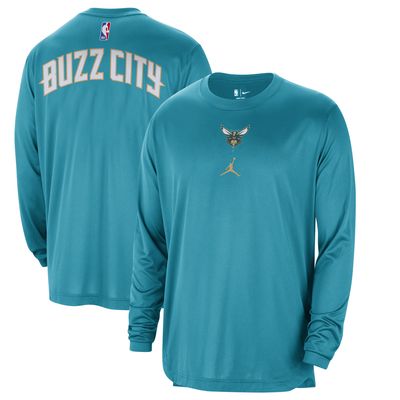 Men's Jordan Brand Teal Charlotte Hornets 2023/24 City Edition Authentic Pregame Performance Long Sleeve Shooting T-Shirt