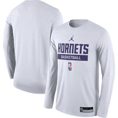 Men's Jordan Brand White Charlotte Hornets 2022/23 Legend On-Court Practice Performance Long Sleeve T-Shirt