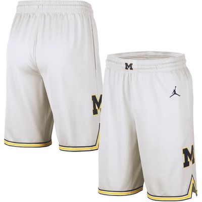 Men's Jordan Brand White Michigan Wolverines Replica Team Basketball Shorts