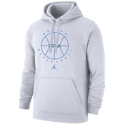 Men's Jordan Brand White UCLA Bruins Basketball Icon Club Fleece Pullover Hoodie