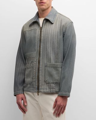 Men's Journey Patched Stripe Denim Jacket