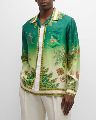 Men's Joyaux D'Afrique Printed Silk Sport Shirt