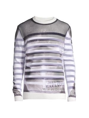 Men's JPG Mariniere Mesh Cover Sweater - White Black - Size Small