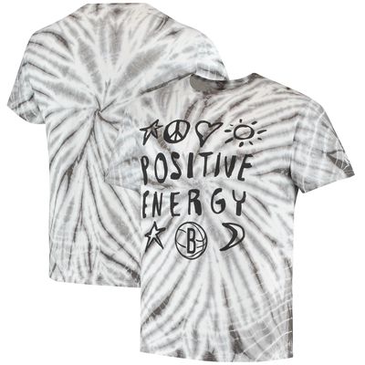 Men's Junk Food Gray Brooklyn Nets Positive Message Tie-Dye T-Shirt