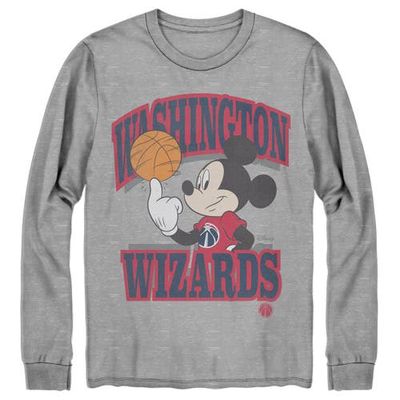 Men's Junk Food Gray Washington Wizards Disney Mickey Team Spirit Long Sleeve T-Shirt