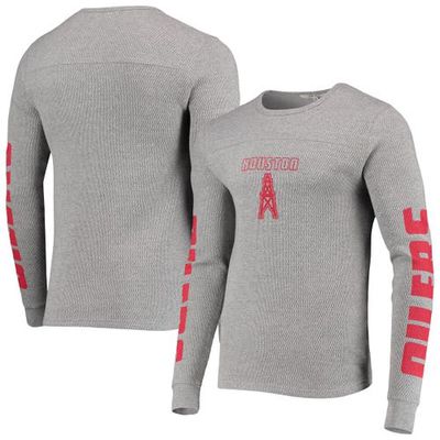 Men's Junk Food Heathered Gray Houston Oilers Gridiron Classic Heavyweight Thermal Long Sleeve T-Shirt in Heather Gray