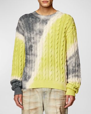 Men's K-Janci Cable-Knit Tie-Dye Sweater