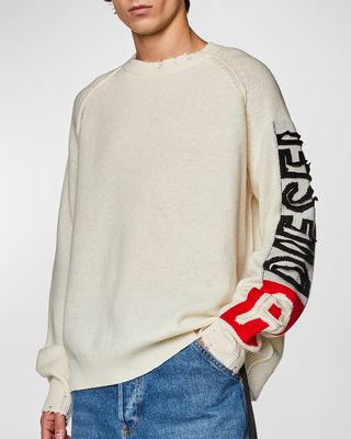 Men's K-Saria Distressed Wool Logo Sweater
