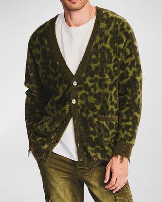 Men's Kash Fleece Leopard Cardigan