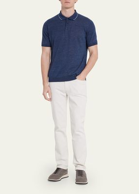 Men's Keanu Linen-Blend Polo Shirt