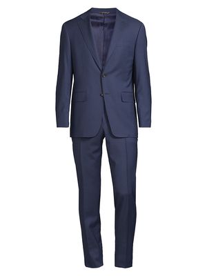 Men's Kei Houndstooth Stretch-Wool Single-Breasted Suit - Blue - Size 46