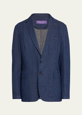 Men's Kent Hand-Tailored Denim Suit Jacket