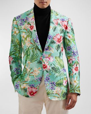 Men's Kent Hand-Tailored Floral Silk Sport Coat