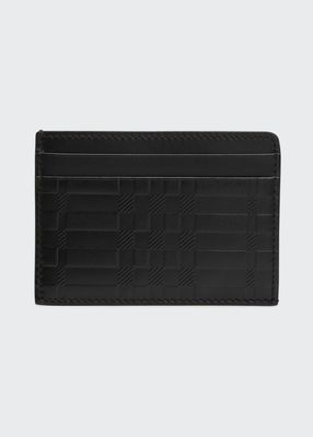Men's Kier Check-Embossed Leather Card Holder