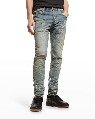 Men's Knee-Slit Paint Jeans