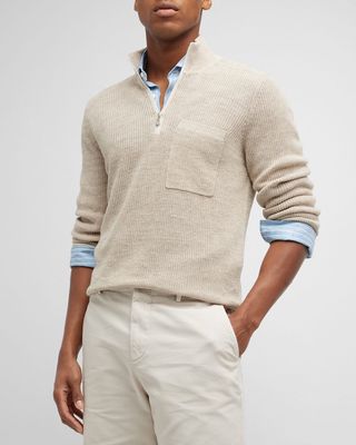 Men's Knit Quarter-Zip Sweater with Chest Pocket