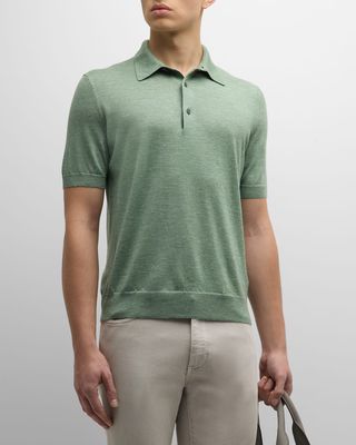 Men's Knit Short-Sleeve Polo Shirt