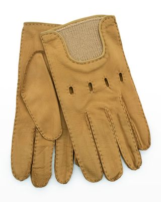 Men's Knit-Top Leather Gloves
